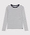 T-Shirt L’ICONIQUE aus Baumwolle mit rundem Ausschnitt für Damen weiss MARSHMALLOW/blau SMOKING