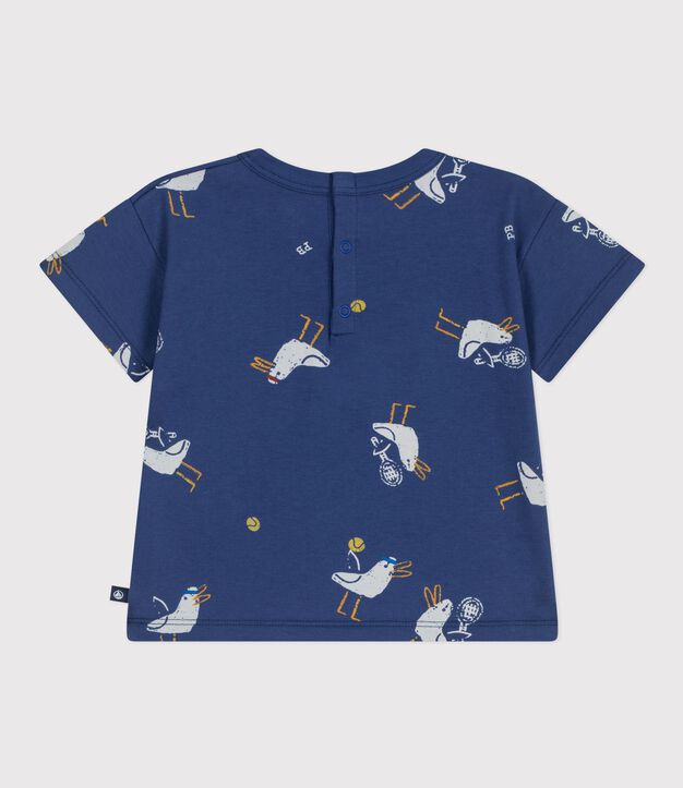 Kurz&auml;rmeliges Baby-T-Shirt aus Baumwolle mit M&ouml;wenmotiv blau/vielfarbig