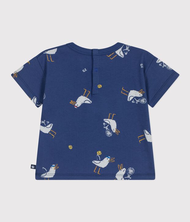 Kurz&auml;rmeliges Baby-T-Shirt aus Baumwolle mit M&ouml;wenmotiv blau/vielfarbig