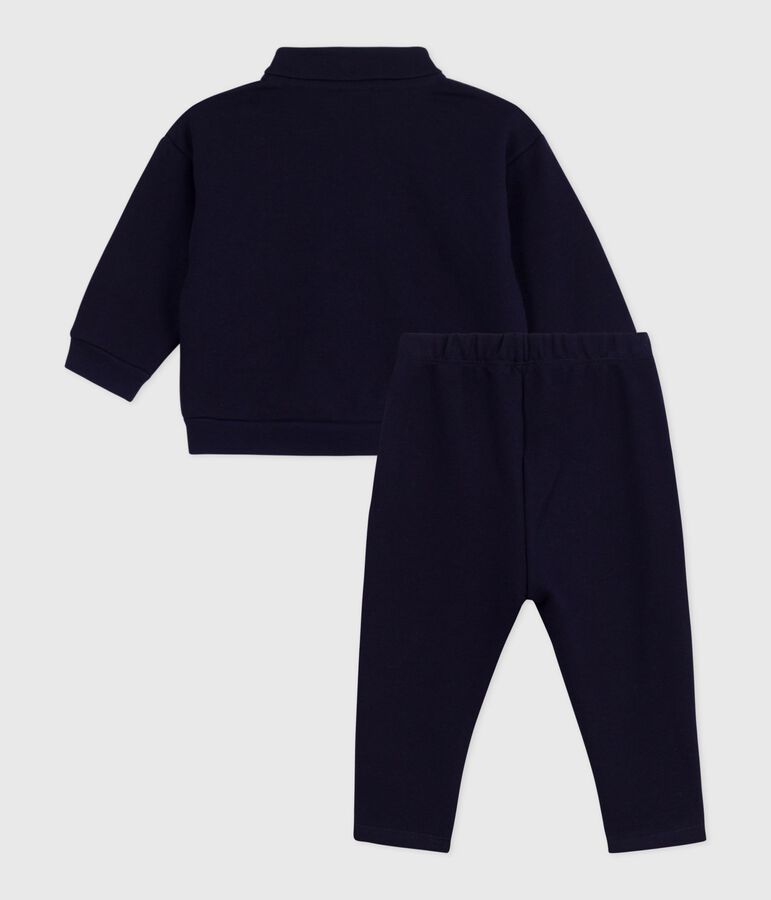 Baby-Set Sweatshirt und Hose aus einfarbiger Baumwolle blau