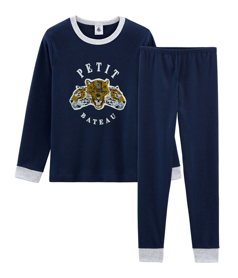 Rippstrick-Pyjama f&uuml;r kleine Jungen blau