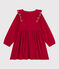 Langärmeliges Kinder-Kleid aus einfarbigem Fein-Cord. rot TERKUIT