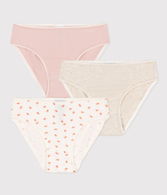 3er-Set Slips aus Baumwolle mit Blumenmuster für Mädchen variante 1