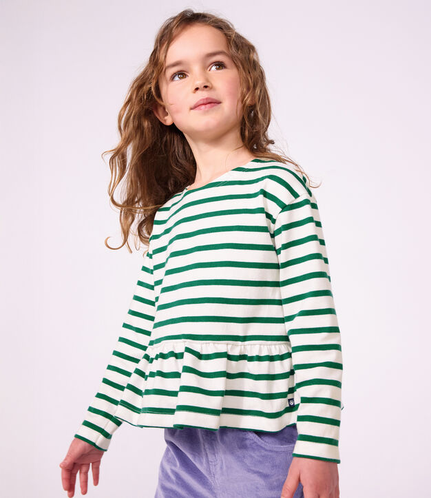 Kinder-Streifenshirt Marini&egrave;re aus Baumwolle gr&uuml;n/gr&uuml;n