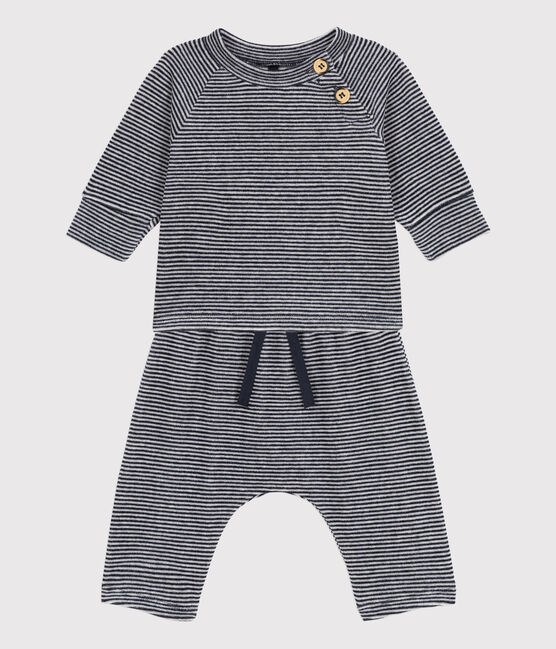 Zweiteiliges Baby-Set aus Nicki blau SMOKING/weiss MARSHMALLOW
