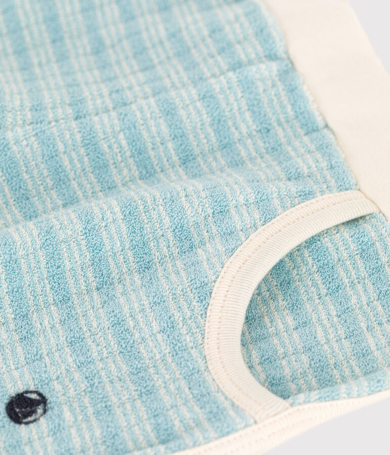 Gestreifte Kindershorts aus Frottee f&uuml;r M&auml;dchen gr&uuml;n/naturfarben