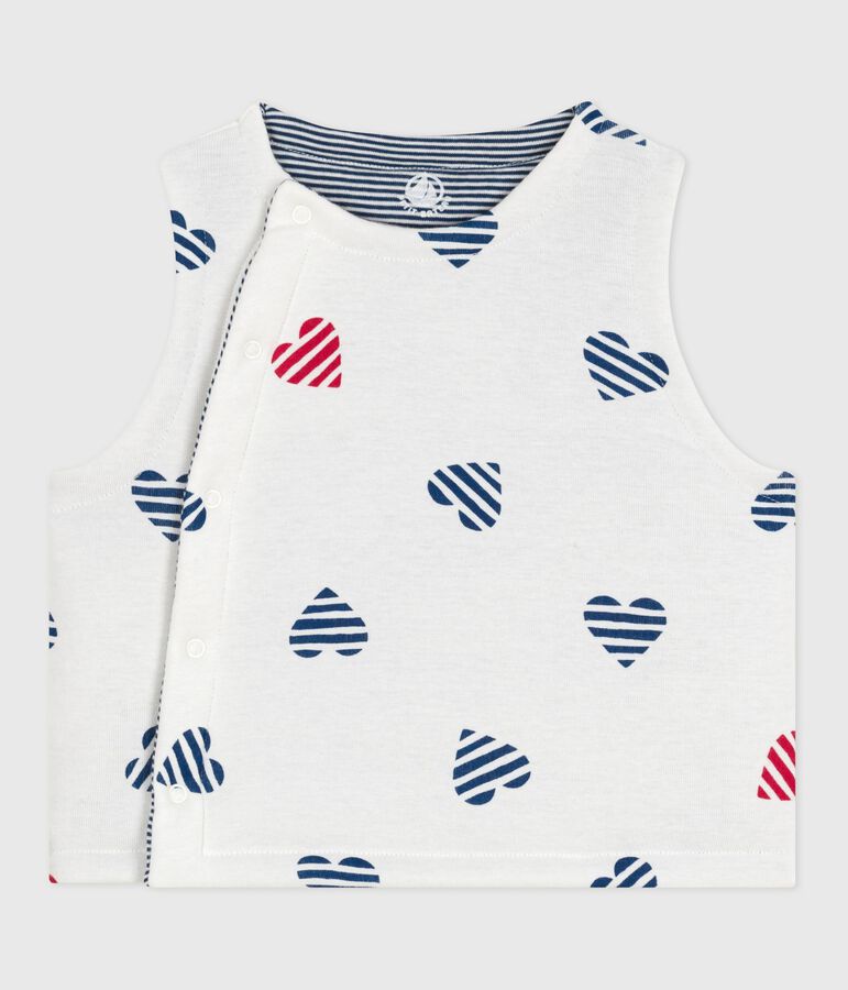 Wendbare Baby-Weste aus bedruckter Baumwolle weiss/rot