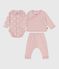 2-teiliges Baby-Geschenkset aus Nicki und bestickter Body mit Herzmotiv rosa JOLI