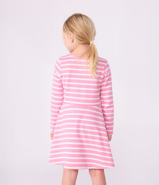 Langärmeliges Kinder-Kleid aus Baumwolle rosa BOUDOIR/ MILK