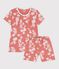 Kinder-Kurzpyjama aus Baumwolle mit Hawaii-Muster für Mädchen rosa PAPAYE/ MULTICO