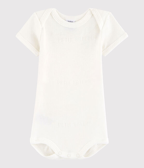 Kurzärmeliger Baby-Body Mädchen/Jungen weiss MARSHMALLOW