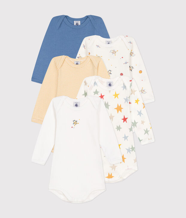 5er-Set lang&auml;rmelige Bodys aus Baumwolle mit Weltraum-Motiv f&uuml;r Babys vielfarbig
