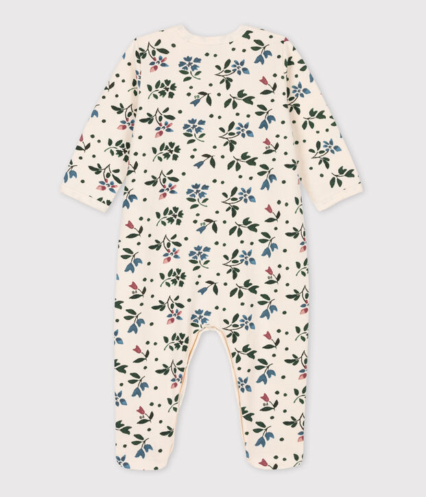 Baby-Strampler aus Molton mit Blumen-Motiv naturfarben/vielfarbig