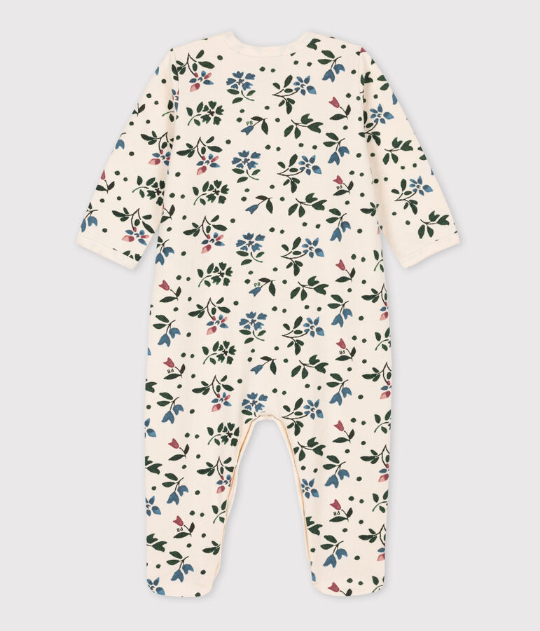Baby-Strampler aus Molton mit Blumen-Motiv naturfarben/vielfarbig