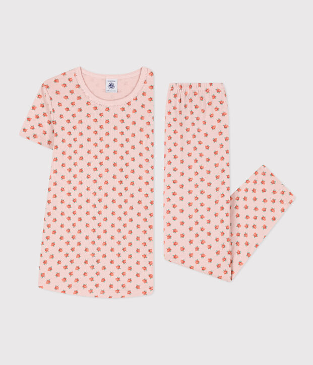 Kurz&auml;rmeliger Kinderpyjama aus Baumwolle f&uuml;r M&auml;dchen rosa/vielfarbig