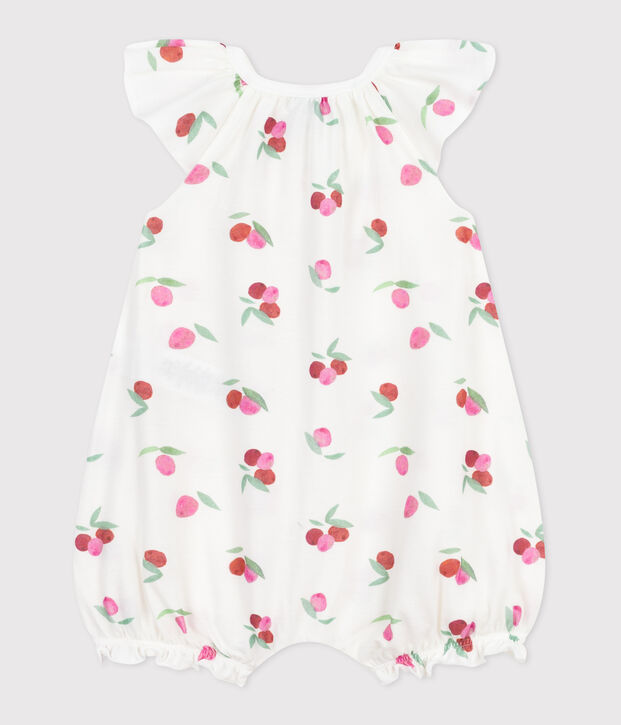 Baby-Kurzoverall aus Baumwolle mit Frucht-Motiv weiss/vielfarbig