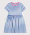 Kurzärmeliges gestreiftes Kleid aus Baumwolle Kinder/Mädchen GAULOISE/ MARSHMALLOW