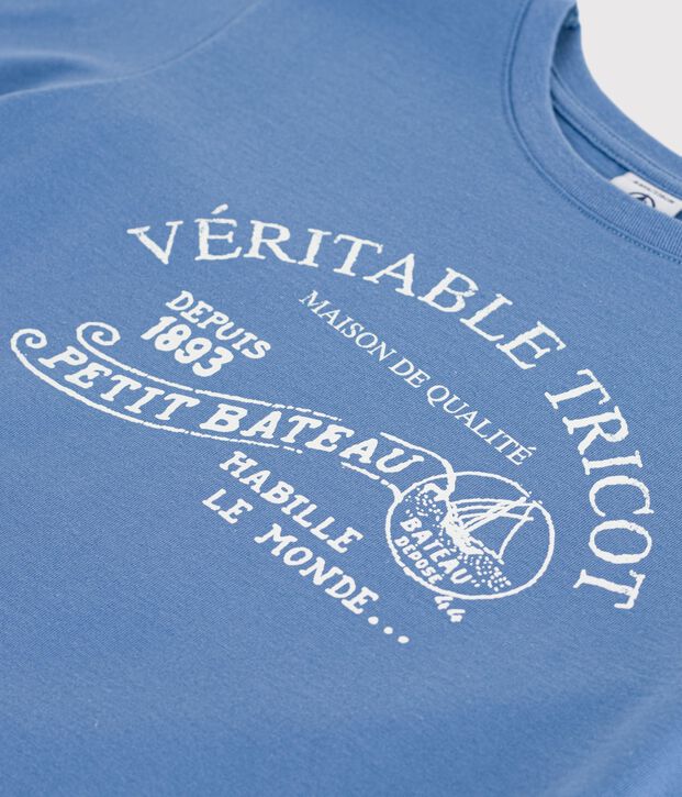 Kurz&auml;rmeliges Kinder-T-Shirt mit Motiv blau