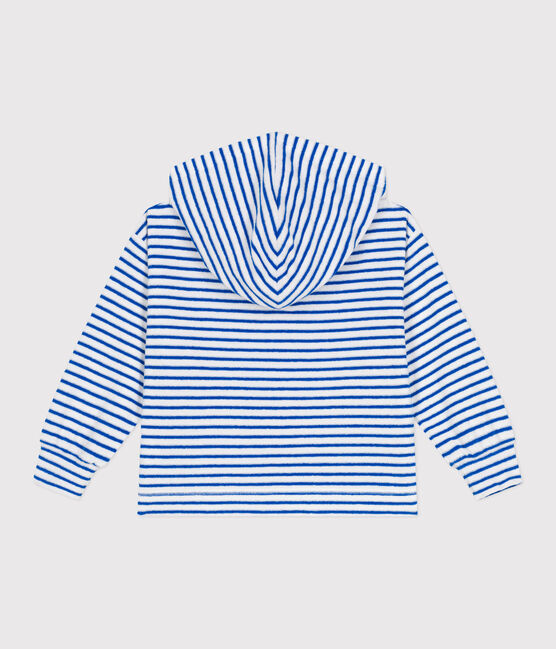 Kinder Unisex-Kapuzensweatshirt aus Baumwoll-Frottee mit Streifen blau MARSHMALLOW/ PORCELANA