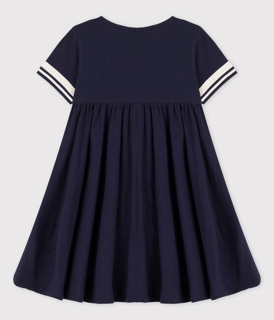 Kurzärmeliges Kleid aus Bio-Baumwolle für Mädchen blau SMOKING