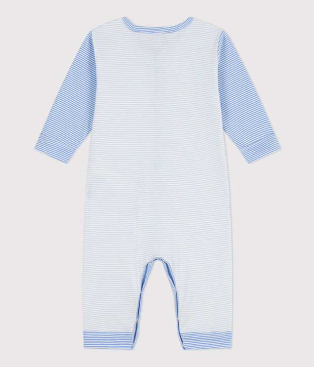 Fu&szlig;loser Strampler aus Baumwolle mit Ringelstreifen blau/weiss