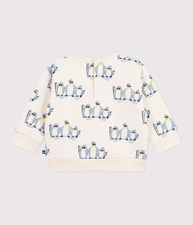 Baby-Sweatshirt aus Baumwolle mit Pinguin-Motiv naturfarben/vielfarbig