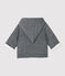 Gestreifte Babyjacke aus Bio-Baumwoll-Velours mit Kapuze weiss MARSHMALLOW/blau SMOKING
