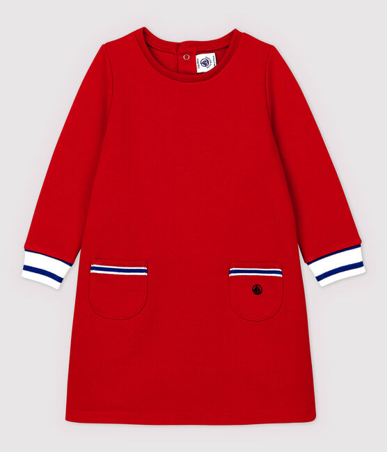 Langärmeliges Baby-Kleid aus Molton für Mädchen rot TERKUIT