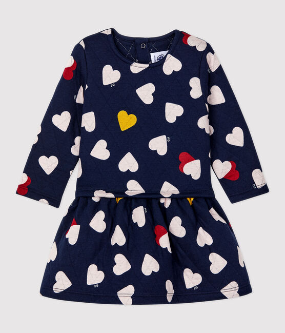 Gestepptes Baby-Kleid für Mädchen blau SMOKING/weiss MULTICO