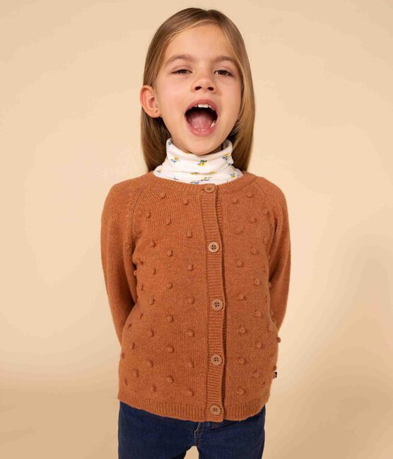 Kinder-Cardigan aus Wolle für Mädchen braun ECUREUIL