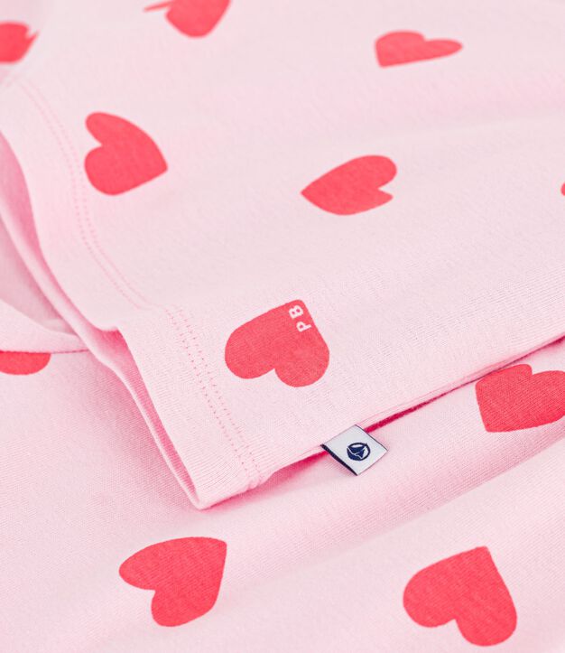 Kinder-Kurzpyjama aus Baumwolle mit Herzmotiv rosa/orange