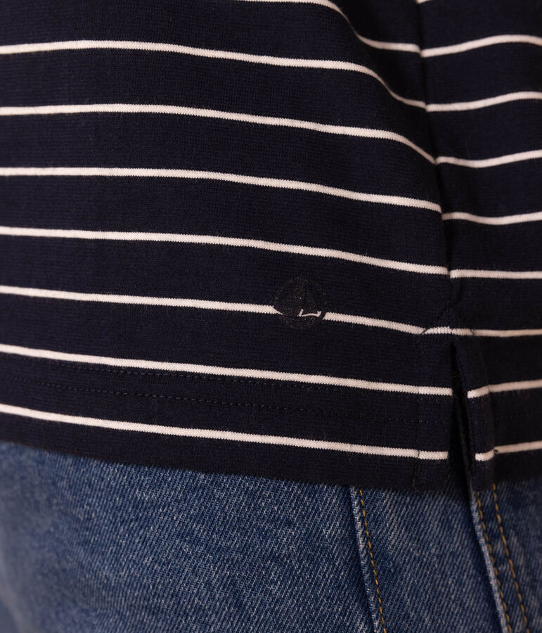 Damen-T-Shirt LE BOXY aus Baumwolle blau/weiss