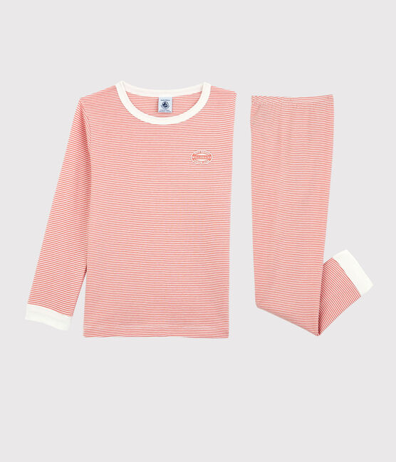 Kinderpyjama aus Bio-Baumwolle mit Ringelstreifen rosa PAPAYE/ MARSHMALLOW