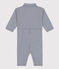 Langer Baby-Overall aus gestreiftem Canvas blau MEDIEVAL/weiss MARSHMALLOW