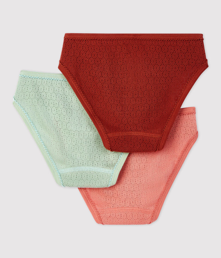 3er-Set Slips aus Ajour-Baumwolle f&uuml;r M&auml;dchen vielfarbig