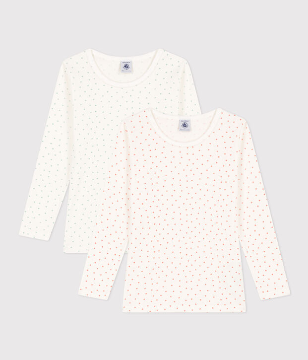 2er-Set lang&auml;rmelige T-Shirts aus Baumwolle mit Herzmotiv f&uuml;r M&auml;dchen vielfarbig