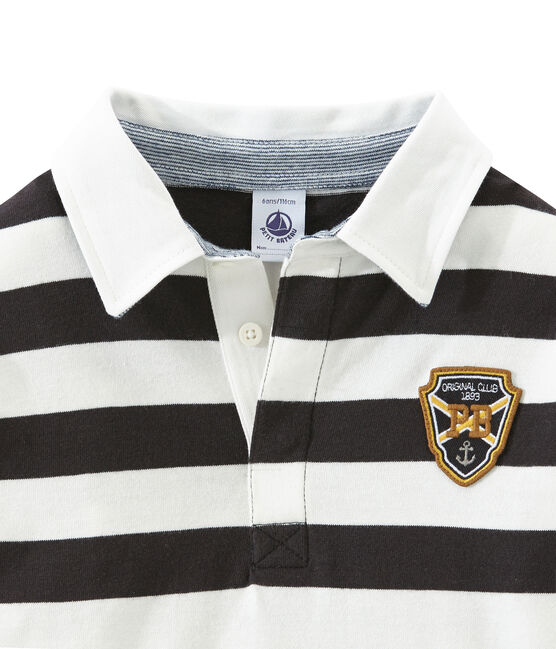 Langärmeliges Jungen Polohemd im klassischen Design grau CAPECOD/weiss MARSHMALLOW