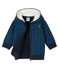 Baby-Kapuzensweatshirt aus Molton für Jungen, gemustert und mit Sherpa-Futter blau SMOKING/weiss MULTICO