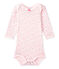 Bedruckter Baby-Mädchen-Langarmbody rosa VIENNE/weiss MULTICO