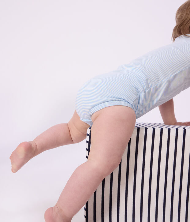 Set kurz&auml;rmelige Baby-Bodys aus Baumwolle mit Streifen vielfarbig