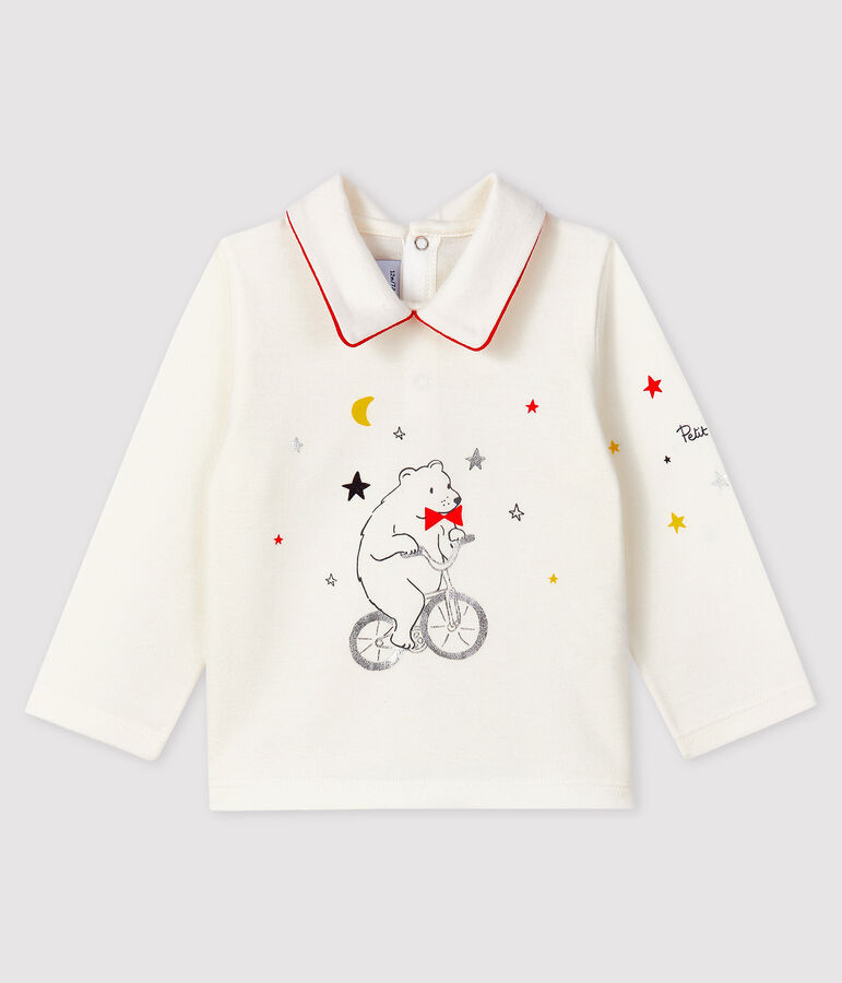Baby-T-Shirt mit Polo-Kragen f&uuml;r Jungen weiss