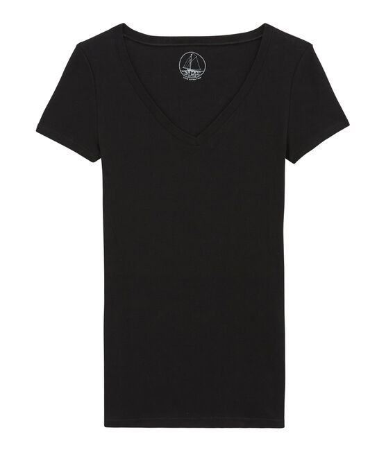 Leichtes langärmeliges baumwoll-t-shirt damen schwarz NOIR