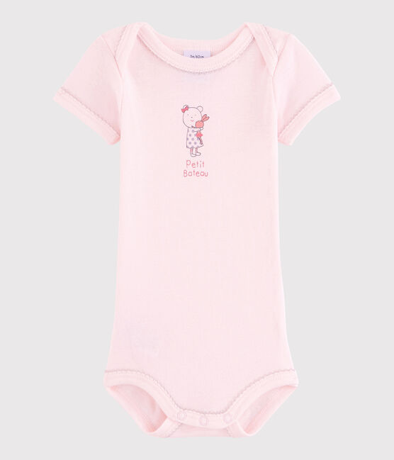 Kurzärmeliger Baby-Body Mädchen rosa VIENNE