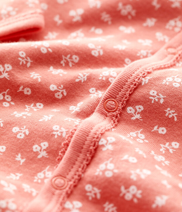 Baby-Strampler aus Bio-Baumwolle mit floralem Muster rosa/weiss
