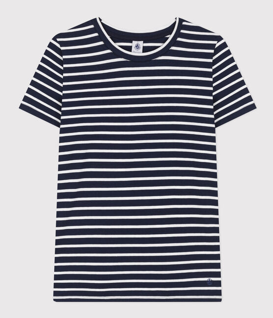 T-Shirt LE DROIT aus Baumwolle mit Rundhalsausschnitt blau SMOKING/weiss MARSHMALLOW