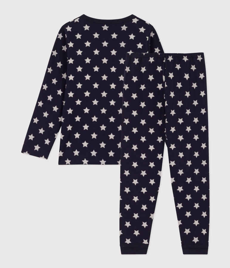 Kinderpyjama aus Doppeljersey mit Sternmotiv blau/weiss