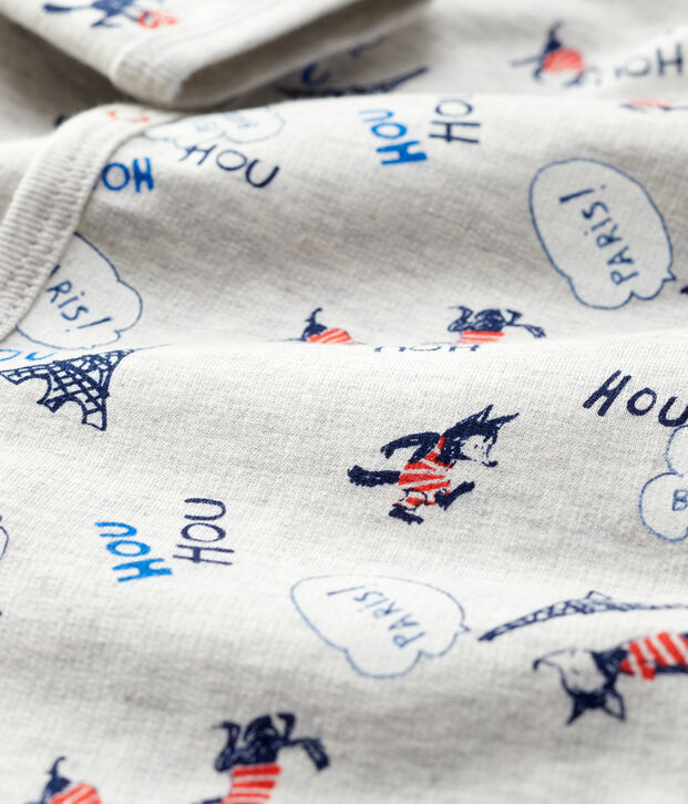 Baby-Strampler aus Molton und Bio-Baumwolle mit Paris-Motiv grau/vielfarbig