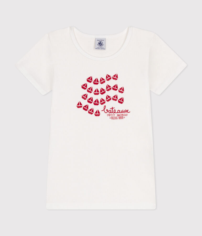 Kurz&auml;rmeliges T-Shirt f&uuml;r Kinder aus Baumwolle weiss