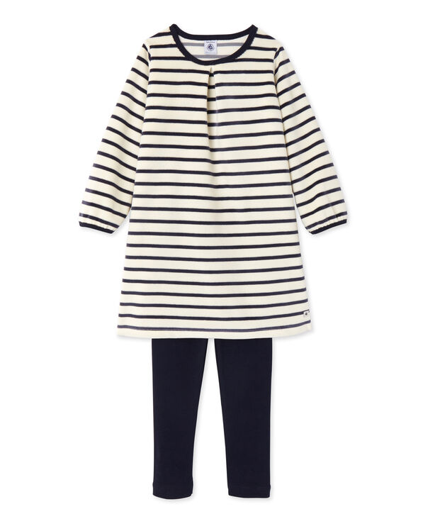 Chemise de nuit fille &agrave; bouclette velours weiss/blau