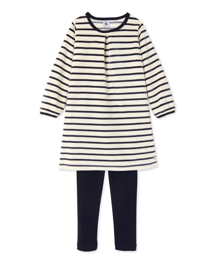 Chemise de nuit fille &agrave; bouclette velours weiss/blau